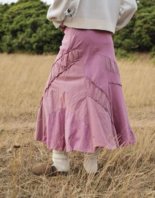 Daisy Street crinkle midi skirt in dusty pink, 2 of 4
