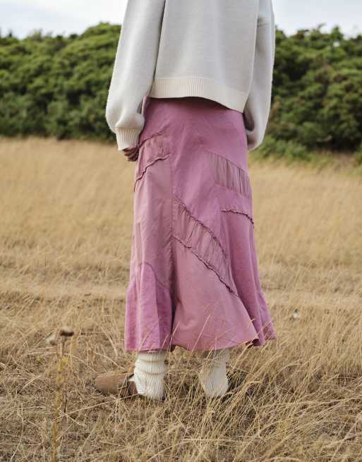 Daisy Street crinkle midi skirt in dusty pink, 3 of 4
