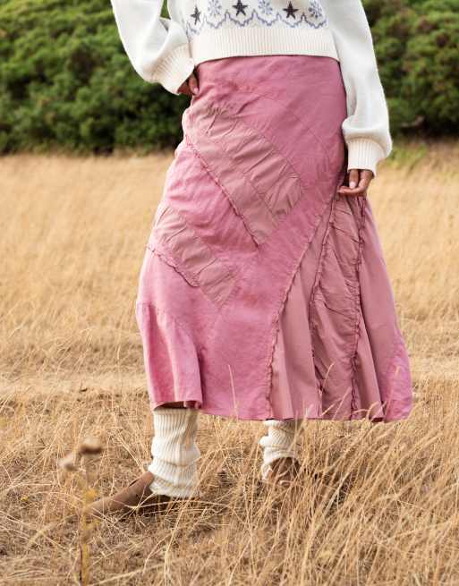 Daisy Street crinkle midi skirt in dusty pink, 4 of 4