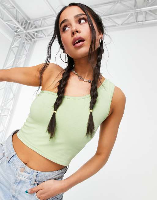 Daisy Street - Crop top asimmetrico verde menta a coste