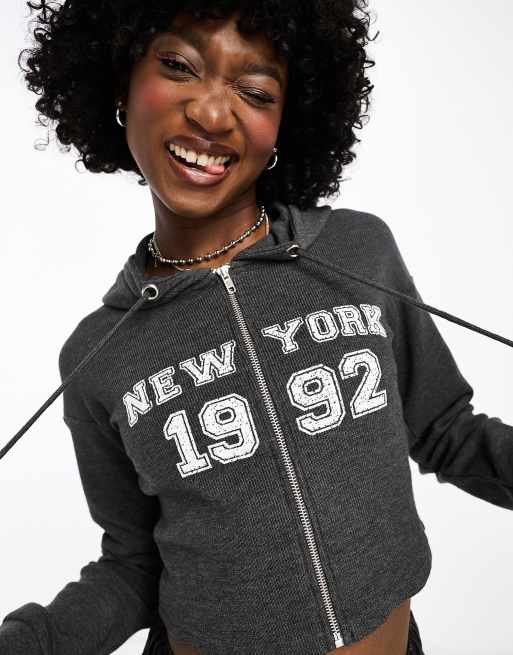 Daisy Street crop zip front hoodie 1992 graphic ASOS