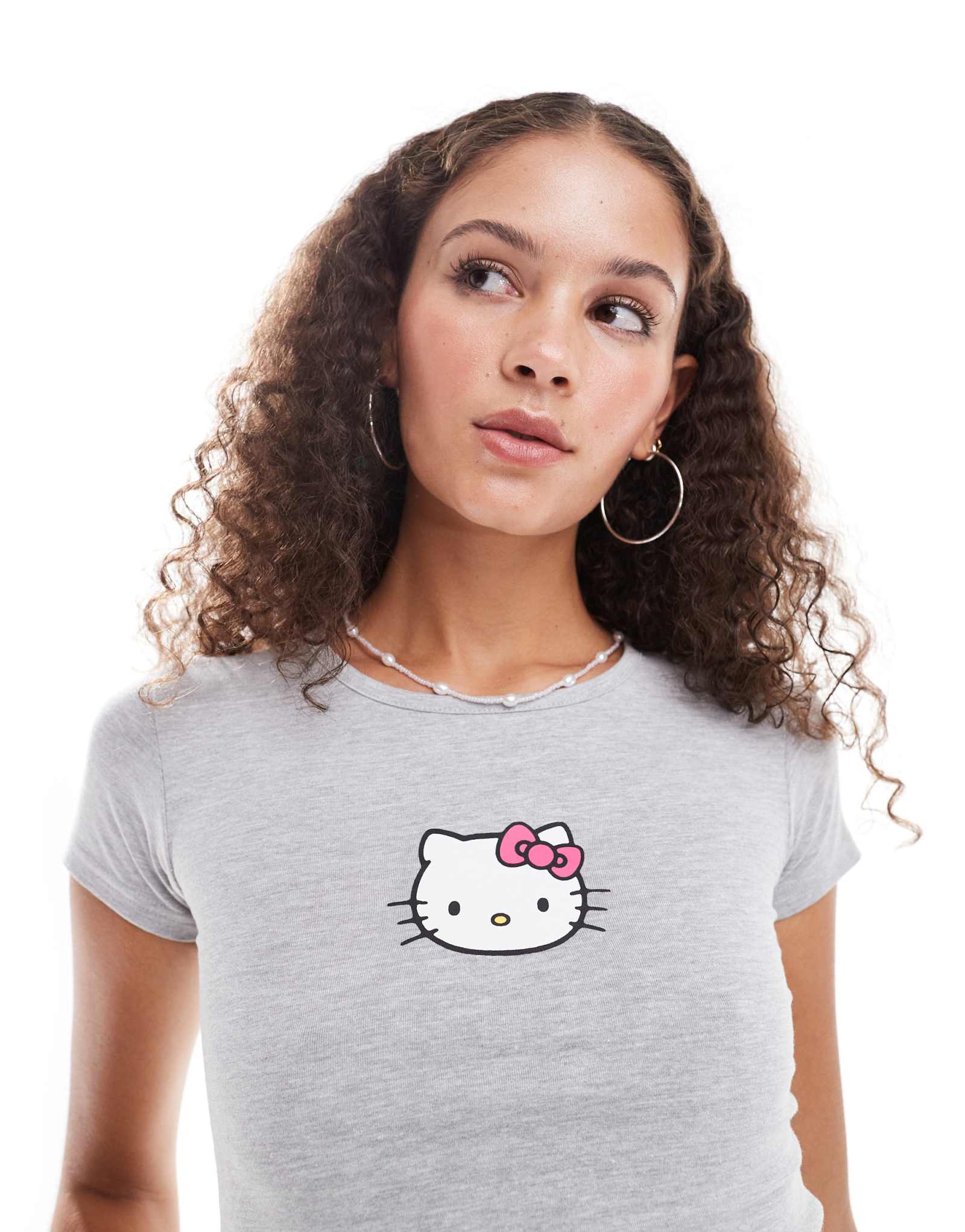 Укороченная детская футболка Daisy Street с рисунком Hello Kitty серого цвета