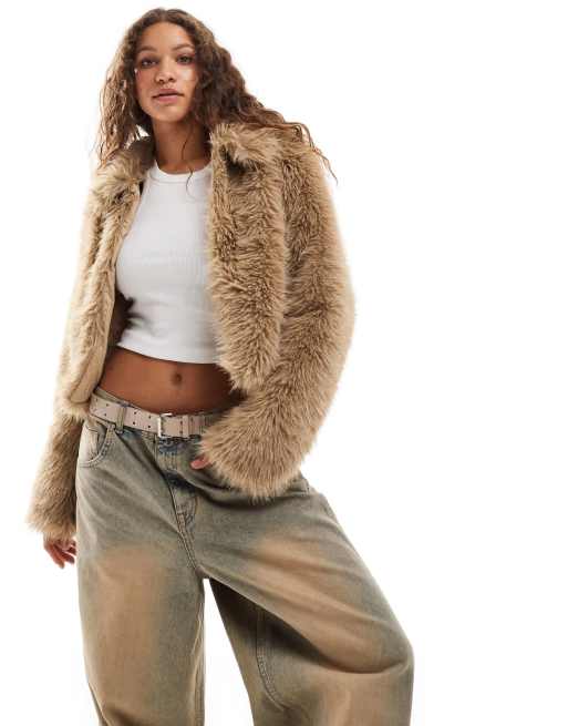 Daisy Street - Cropped jakke i imiteret pels