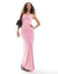 Daisy Street cut out scoop neck maxi dress in bubble gum pink-Yellow