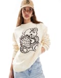 [Daisy Street] Daisy Street cute teddy bear intarsia knit jumper in cream-White 14 CREAM