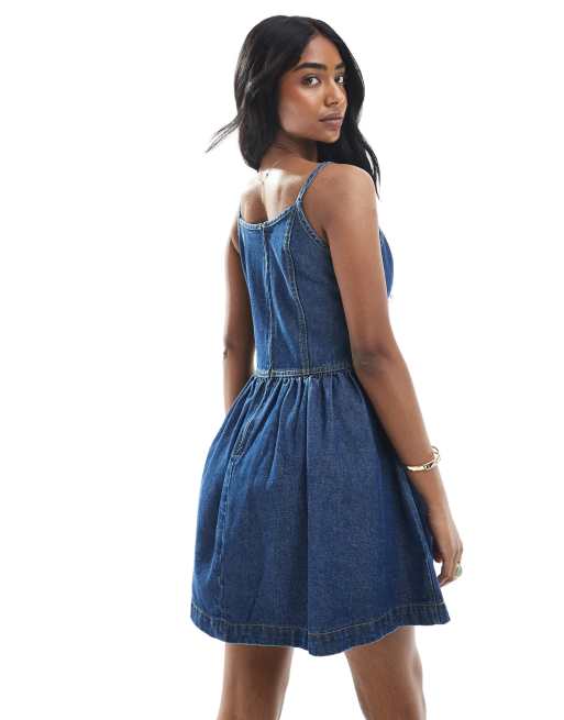 Daisy Street denim dropped waist mini dress in indigo