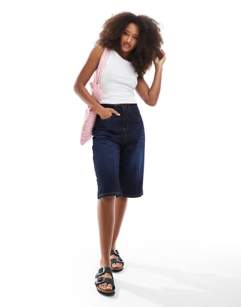 Daisy Street denim jorts in indigo - view 1