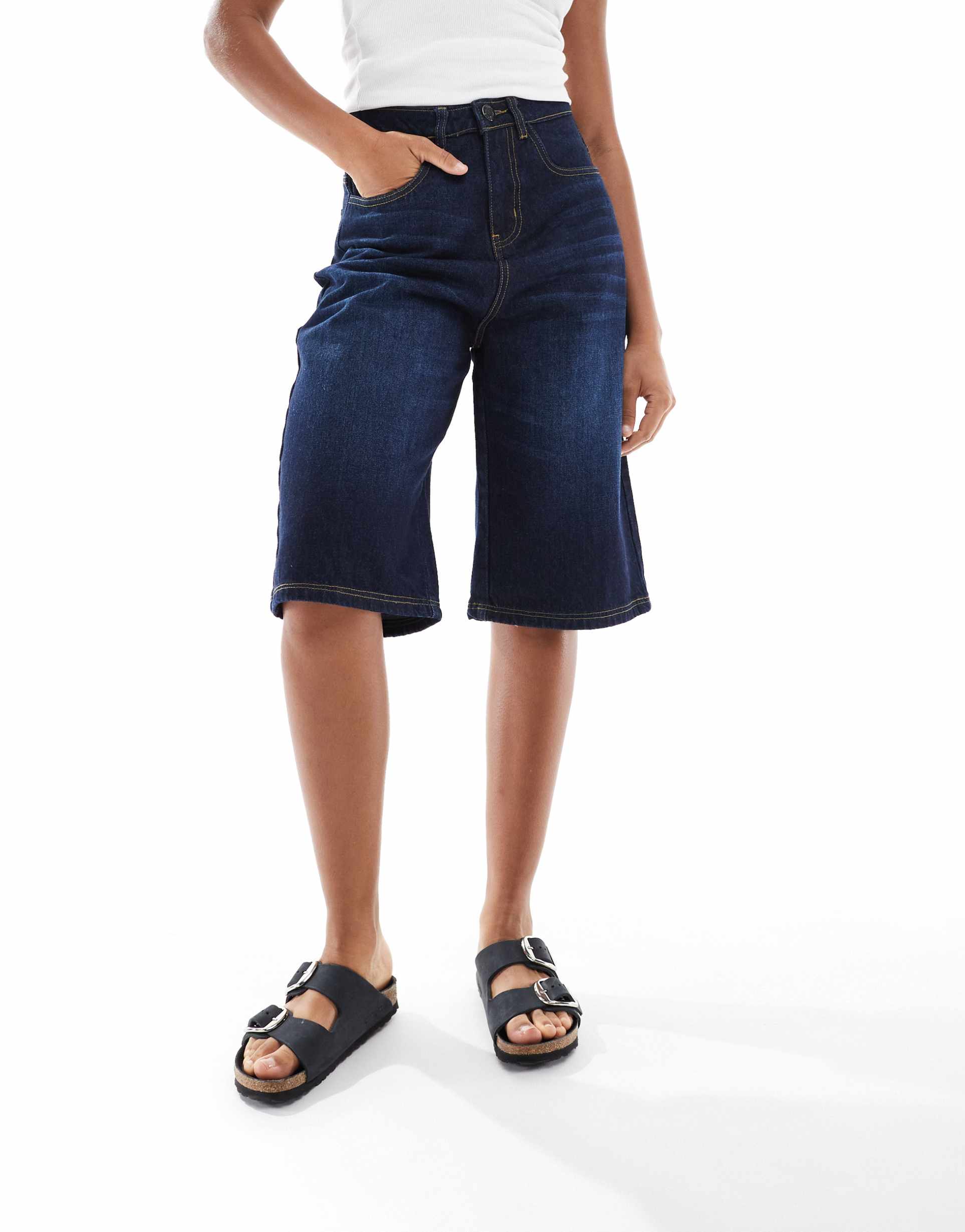 daisy street denim jorts in indigo