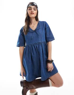DAISY STREET DENIM SMOCK MINI DRESS