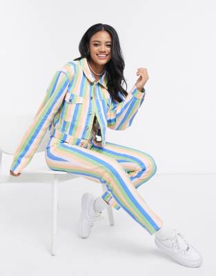 denim rainbow two piece