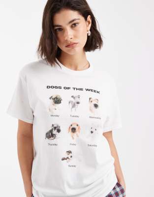 Daisy Street Dogs Of The Week Pajama Top In White