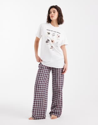 Daisy Street Dogs Of The Week Pajama Top In White