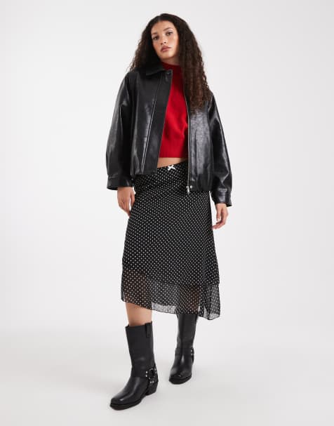 Daisy Street – Doppellagiger Midirock aus Netzstoff mit Polka Dots - view 1