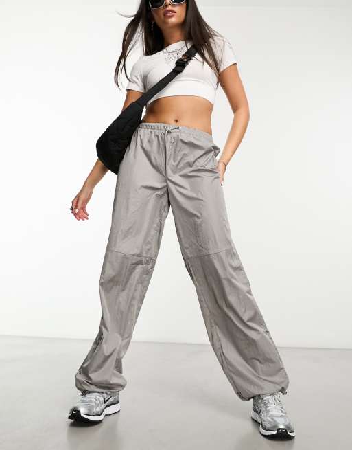 Women Light Grey Adjustable Drawstring Cuffs Joggers Casual Sweatpants