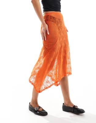 Daisy Street drop hem midi skirt lace Sale