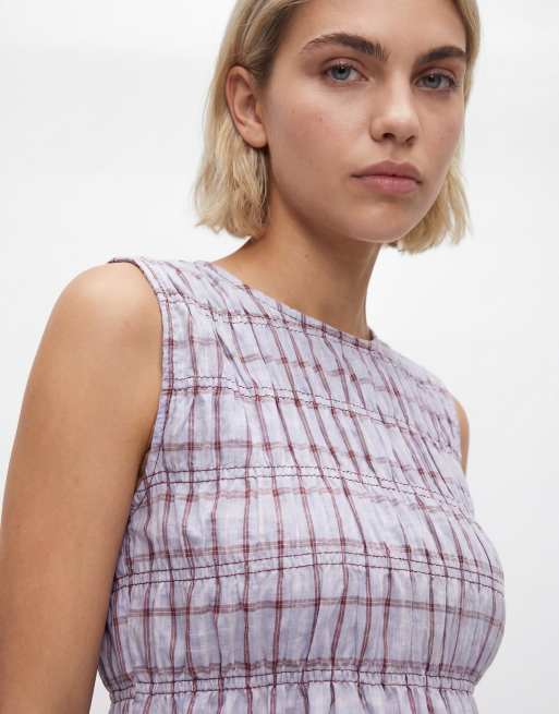 daisy street shirred plaid drop waist midi dress Daisy Street - Shirred Maxi Dress - Women - Cotton/Polyester - 6 US
