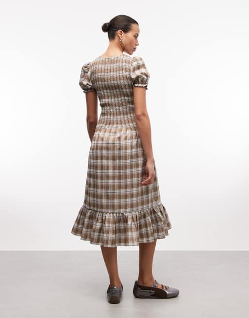 sachin and babi light blue dress Daisy Street Angel Drop Waist Button-Front Plaid Mini Dress