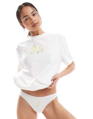 Daisy Street duck embroidery brief in white - view 1