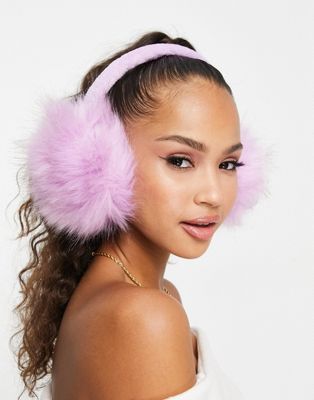 Daisy Street ear muffs in pink faux fur