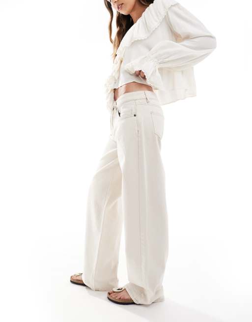 Daisy Street - Ecrufarvede boyfriend-jeans med lav talje, 2 af 5