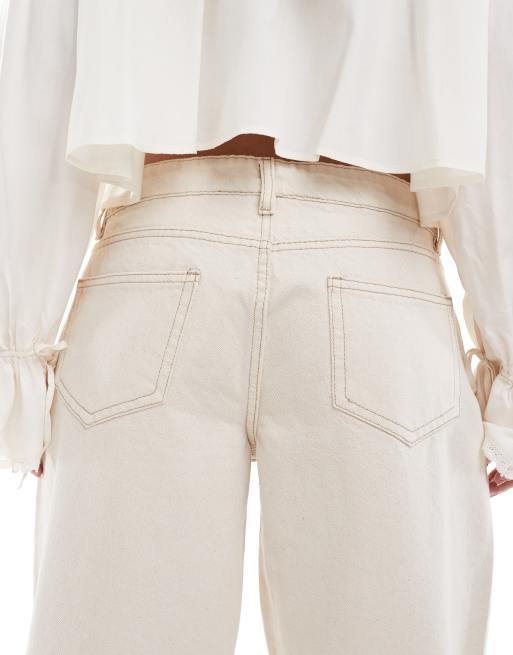 Daisy Street - Ecrufarvede boyfriend-jeans med lav talje, 5 af 5