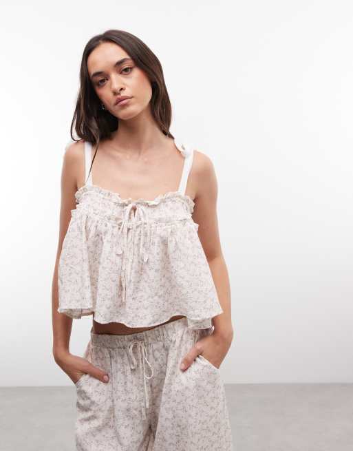 Daisy Street - Ensemble pyjama fluide à imprimé fleuri et détail noué, 3 de 4
