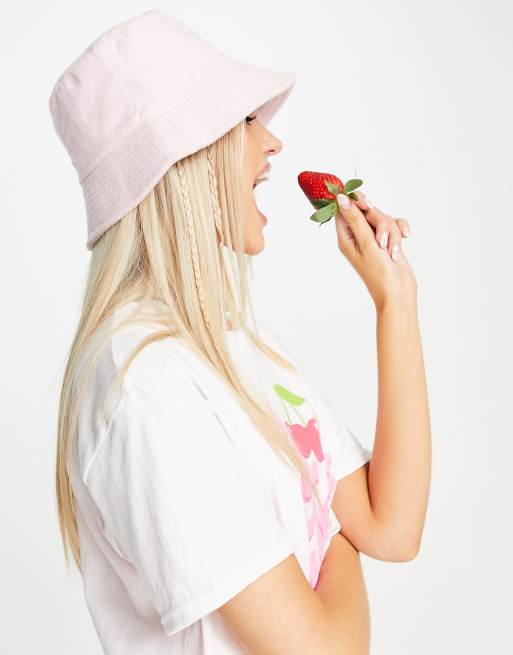 Daisy Street Exclusive bucket hat in pink towelling, 2 of 4