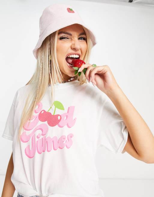 Daisy Street Exclusive bucket hat in pink towelling, 4 of 4