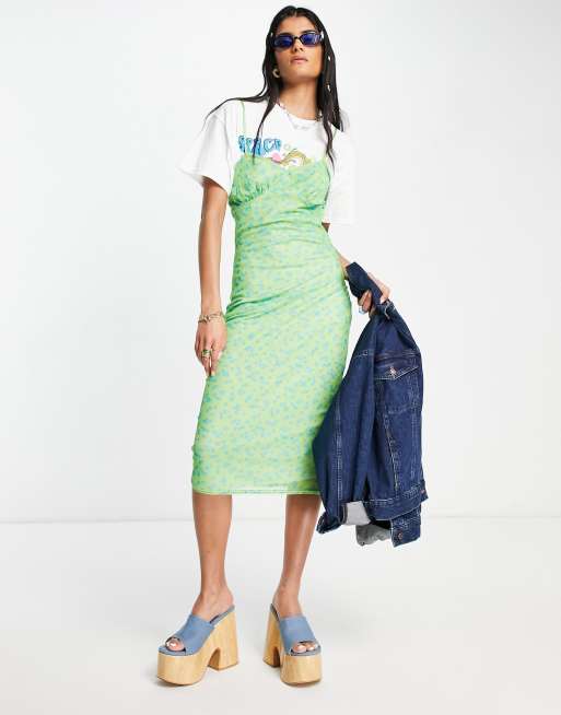 Daisy Street Exclusive chunky platform mule sandals in denim and wooden stack , 4 of 4