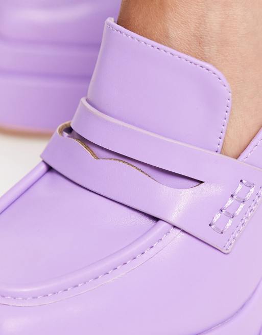 Daisy Street Exclusive double platform heeled loafers in purple