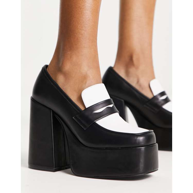 Chunky heel 2024 platform loafers