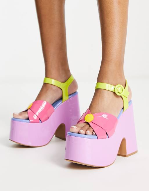 Daisy Street Exclusive platform heeled sandals in multicolour | ASOS