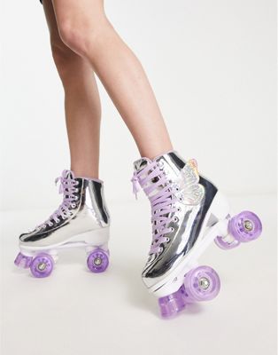 Daisy Street Exclusive roller skates in white with butterfly wings