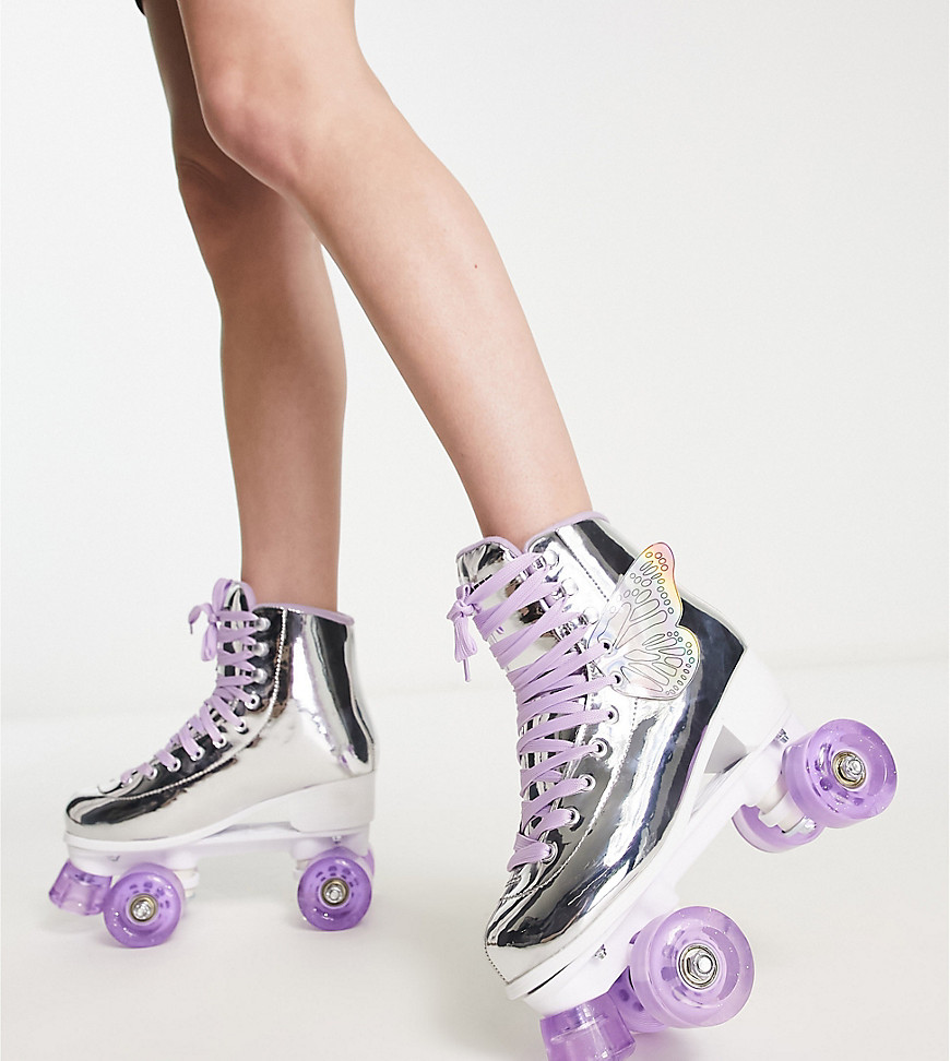 Daisy Street Exclusive roller skates in white with butterfly wings