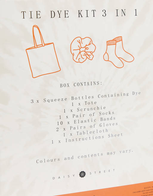 Daisy Street exclusive tie dye kit with socks, scrunchie and tote bag, 4 of 4