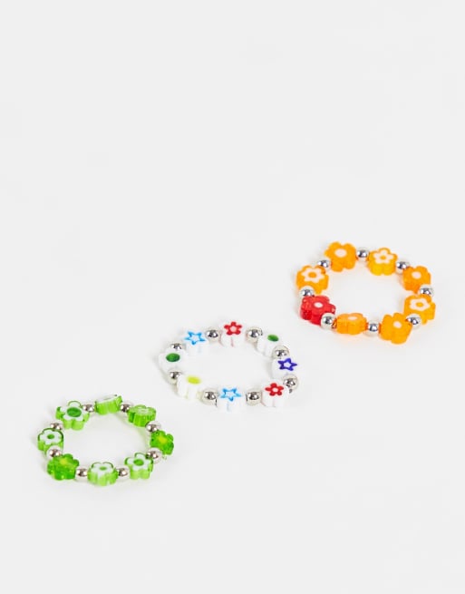 Daisy Street - Exclusivité - Lot de 3 bagues élastiques à fleurs
