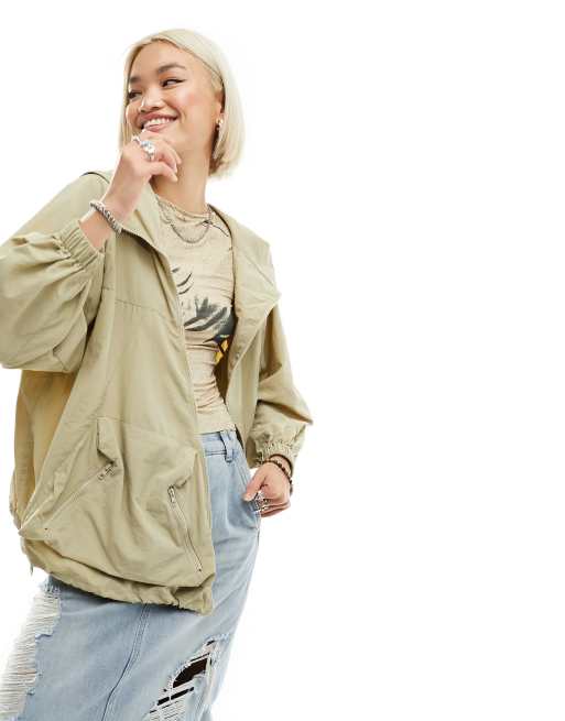 Daisy Street – Fallschirm-Trainingsjacke mit asymmetrischem Reißverschluss