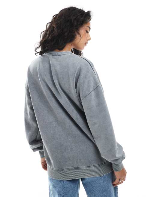 Daisy Street - Felpa grigio mélange con grafica oversize, 2 di 4