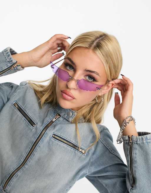Daisy Street – Fioletowe festiwalowe okulary przeciwsłoneczne w kształcie anielskich skrzydeł