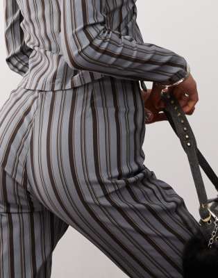 Shop Daisy Street Fit And Flare Stripe Pants In Gray