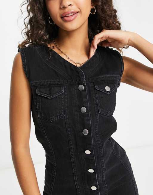 Daisy Street fitted denim mini dress with button front, 4 of 4