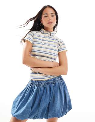 Daisy Street Fitted Polo Top In Multi