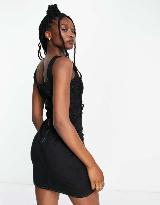 Black faux shop suede dress