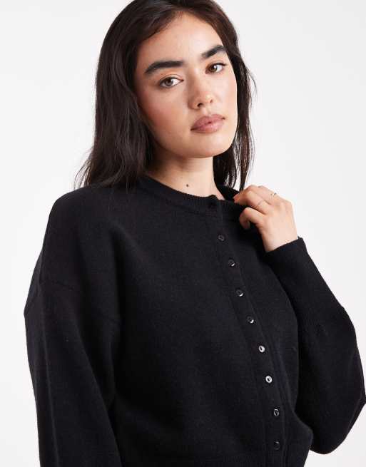 Daisy Street fitted waist cardigan in black