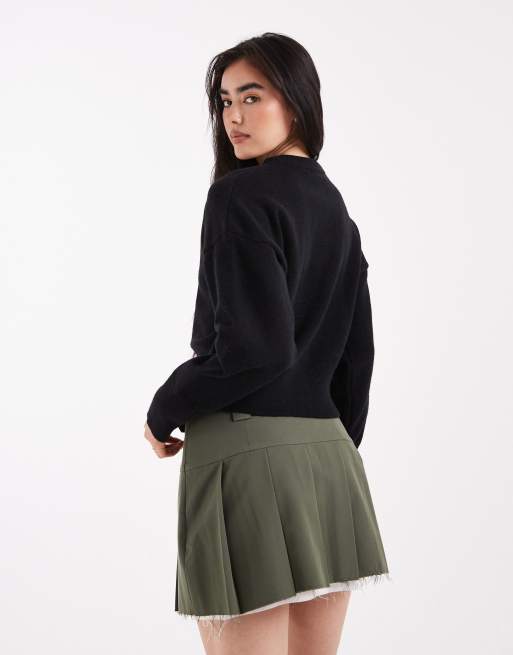 Daisy Street fitted waist cardigan in black