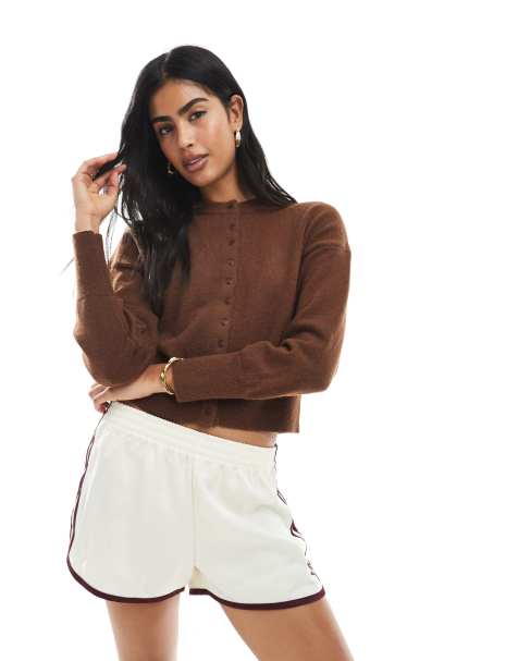Daisy Street fitted waist cardigan in brown - view 1