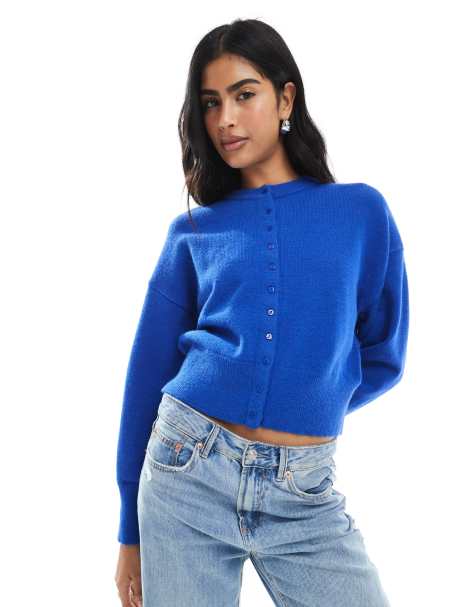 Daisy Street fitted waist cardigan in cobalt blue - view 1