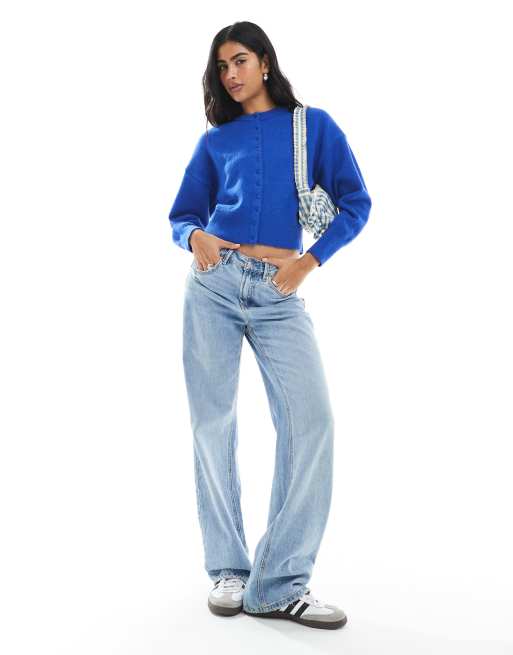 Daisy Street fitted waist cardigan in cobalt blue