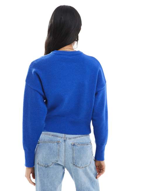 Daisy Street fitted waist cardigan in cobalt blue