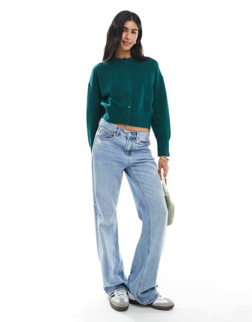 Daisy Street fitted waist cardigan in green